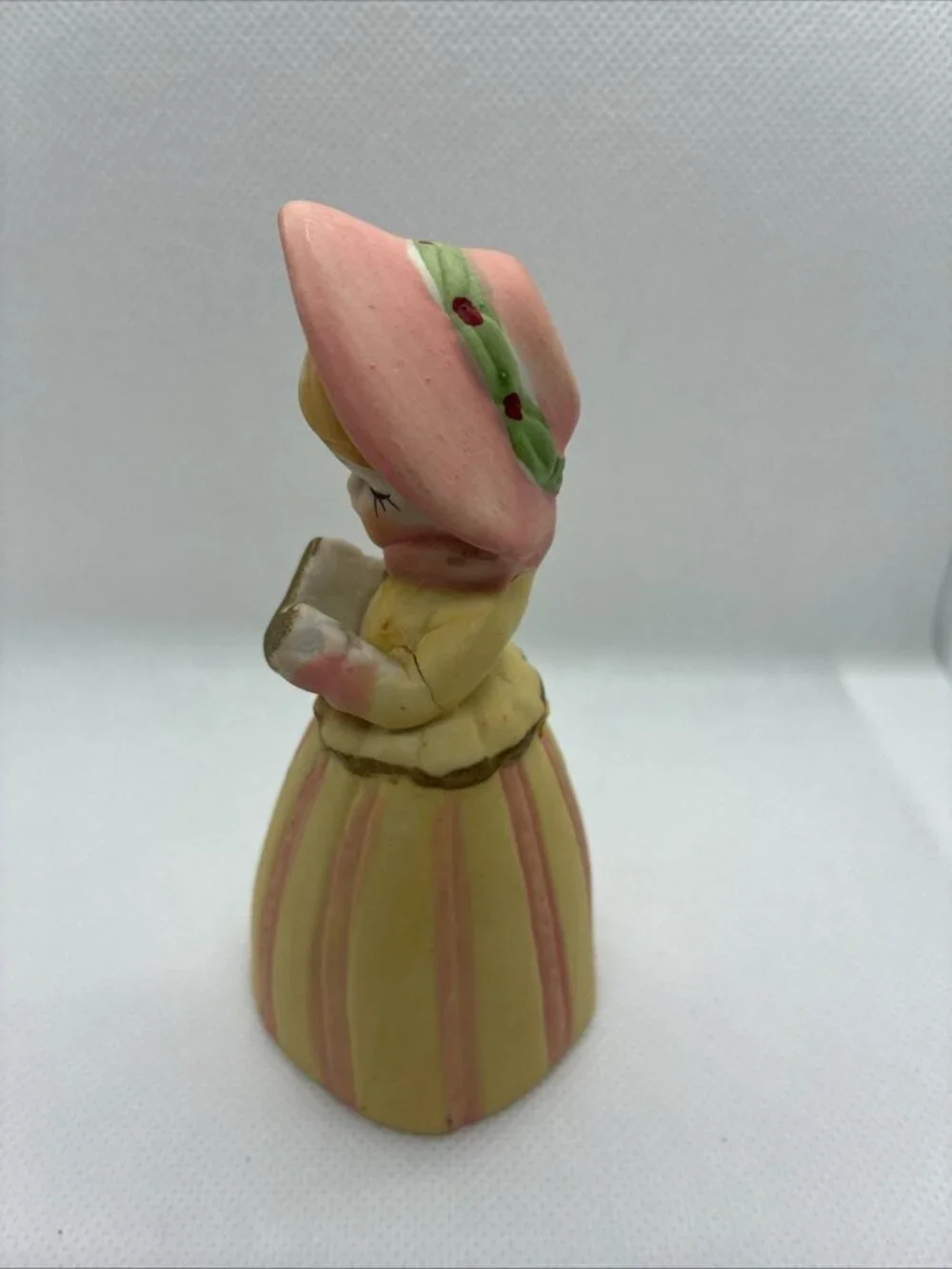 Vintage Merri Bells Jasco 1978 Girl Caroler Bisque Porcelain Bell Figurine